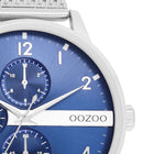 Ρολόι Oozoo C11300 Με Ασημί Μπρασελέ & Μπλε Καντράν