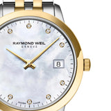 Γυναικείο ρολόι Raymond Weil Toccata Diamonds 5385-STP-97081 με δίχρωμο μπρασελέ και άσπρο φίλντισι καντράν 34mm διακοσμημένο με διαμάντια.