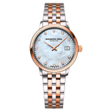Γυναικείο ρολόι Raymond Weil Toccata Diamonds 5985-SP5-97081 με δίχρωμο μπρασελέ και άσπρο φίλντισι καντράν 29mm με διαμάντια.