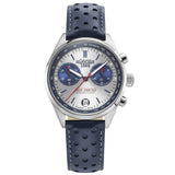 Ανδρικό ρολόι Roamer Gran Sportivo Box Set 978818-41-45-21 χρονογράφος με μπλε δερμάτινο λουράκι & ασημί καντράν 41.5mm. 