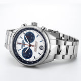 Ανδρικό ρολόι Roamer Gran Sportivo Box Set 978818-41-45-21 χρονογράφος με ασημί ατσάλινο μπρασελέ & ασημί καντράν 41.5mm. 