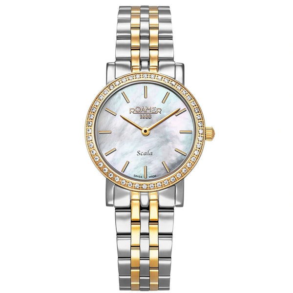 Γυναικείο ρολόι Roamer Scala 976830-47-20-50 με δίχρωμο μπρασελέ και Περλέ φίλντισι καντράν 28mm. 