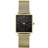 Ρολόι Rosefield Boxy Black Gold Mesh QBMG-Q06 Με Χρυσό Μπρασελέ