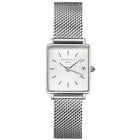 Ρολόι Rosefield Boxy Silver Mesh QWSS-Q02 Με Ασημί Μπρασελέ