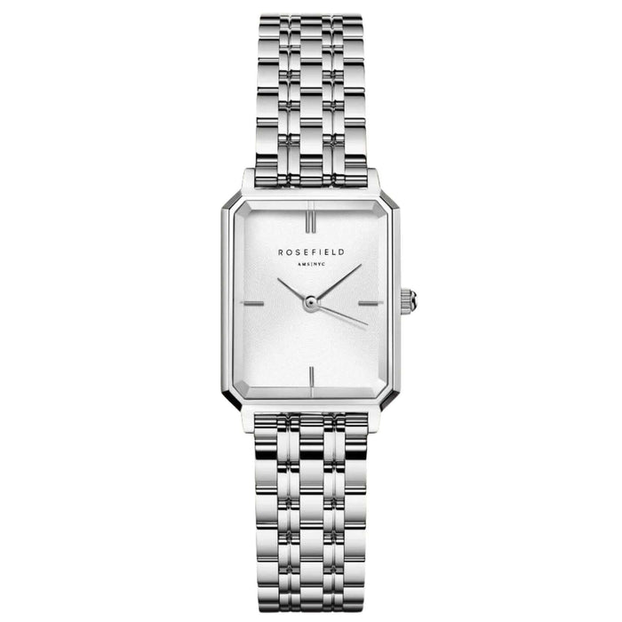 Γυναικείο ρολόι Rosefield Octagon XS Silver OWGSS-O63 με ασημί ατσάλινο μπρασελέ, καντράν σε άσπρο χρώμα και οκτάγωνο σχήμα μεγέθους 19.5mmX24mm.