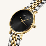 Ρολόι Rosefield Small Edit Duotone Black SEBDSG-SE04 με δίχρωμο μπρασελέ και μαύρο καντράν.