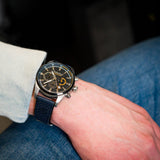 Ανδρικό ρολόι Timberland Aldridge TDWGC2102403 χρονογράφος με μπλε δερμάτινο λουράκι και μπλε καντράν διαμέτρου 46mm με ένδειξη ημερομηνίας.