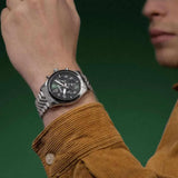 Ανδρικό ρολόι Timberland Ashmont TDWGK0054702 χρονογράφος με ασημί ατσάλινο μπρασελέ και πράσινο καντράν 44mm-φορεμένο.