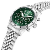 Ανδρικό ρολόι Timberland Ashmont TDWGK0054702 με ασημί ατσάλινο μπρασελέ και πράσινο καντράν 44mm-κοντινό.