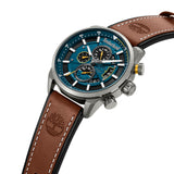 Πλάγια όψη του Timberland Calahan TDWGF0095401 με καφέ δερμάτινο λουράκι και κάσα 46 mm.