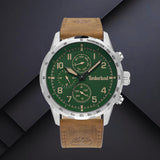Timberland Campton TDWGF0055402 σε studio background με ταμπά δερμάτινο λουράκι και πράσινο καντράν.
