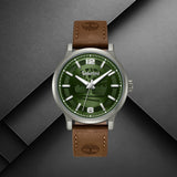 Timberland Driscoll TDWGA0094701 με καφέ δερμάτινο λουράκι και πράσινο καντράν.
