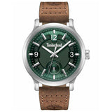 Ανδρικό ρολόι Timberland Driscoll TDWGB0055901 με ταμπά δερμάτινο λουράκι και πράσινο καντράν διαμέτρου 46mm.