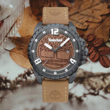 Ανδρικό ρολόι Timberland Eastford TBL15513JSU53 με καφέ δερμάτινο λουράκι και καφέ καντράν διαμέτρου 45mm με ημερομηνία.