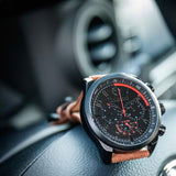 Ανδρικό ρολόι Timberland Forestdale TDWJF2000701 dual time με καφέ δερμάτινο λουράκι και μαύρο καντράν διαμέτρου 47mm.