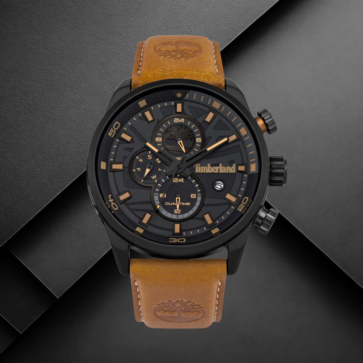 Timberland Henniker II TBL14816JLB02 με καφέ δερμάτινο λουράκι και μαύρο καντράν.