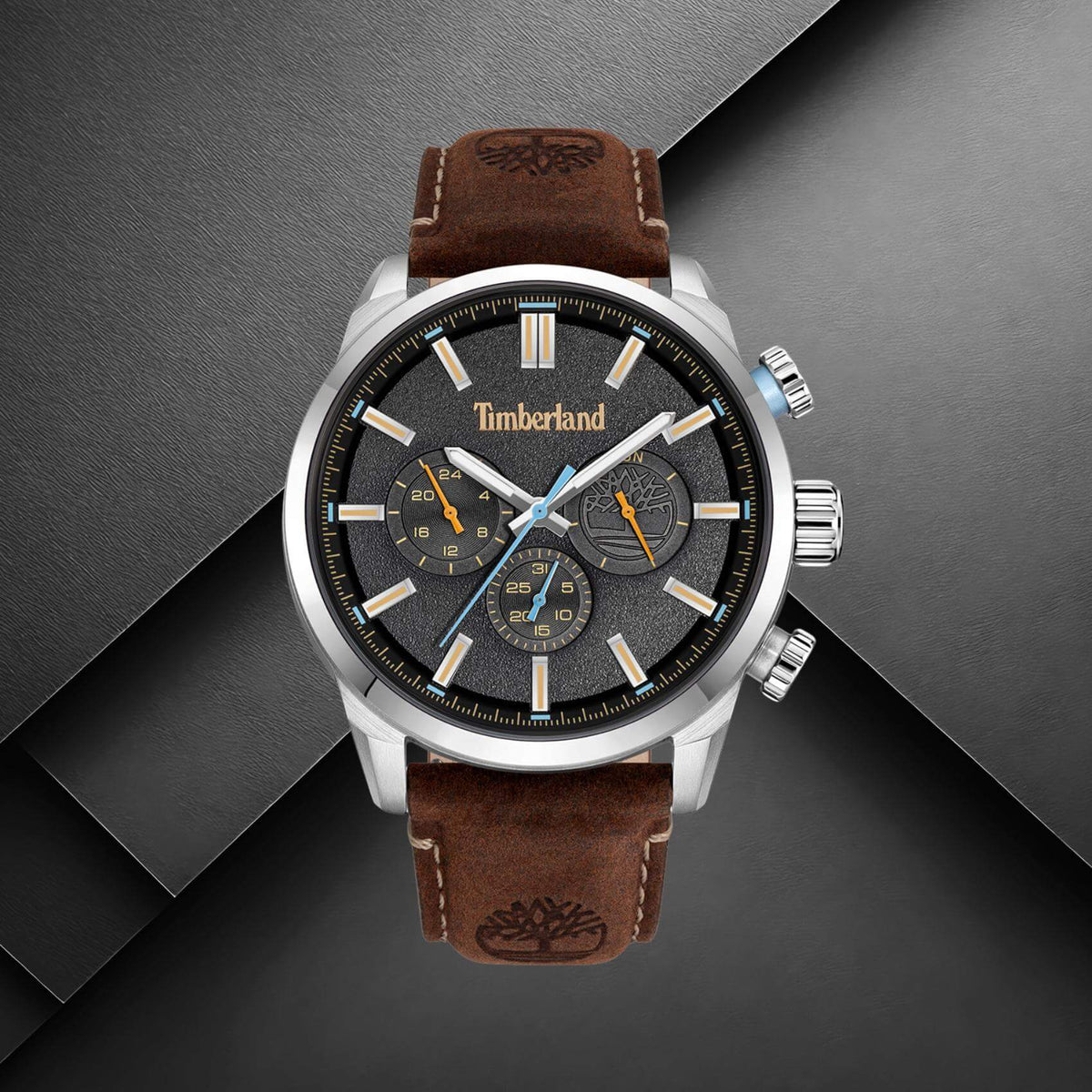 Timberland Henniker II TDWGF0028708 με καφέ δερμάτινο λουράκι και μαύρο καντράν.