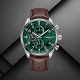 Timberland Henniker II TDWGF2201101M με καφέ δερμάτινο λουράκι και πράσινο καντράν.