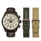 Ρολόι Timberland Henniker III TDWGQ00949X1 Boxset με Μπεζ Καντράν