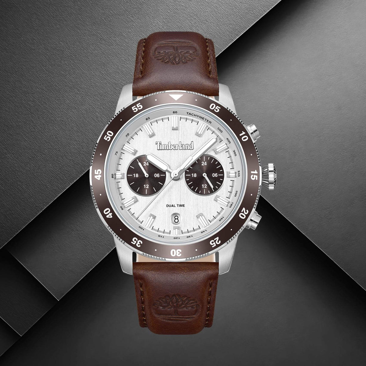 Timberland Parkman TDWGF0094302 με καφέ δερμάτινο λουράκι και γκρι καντράν.