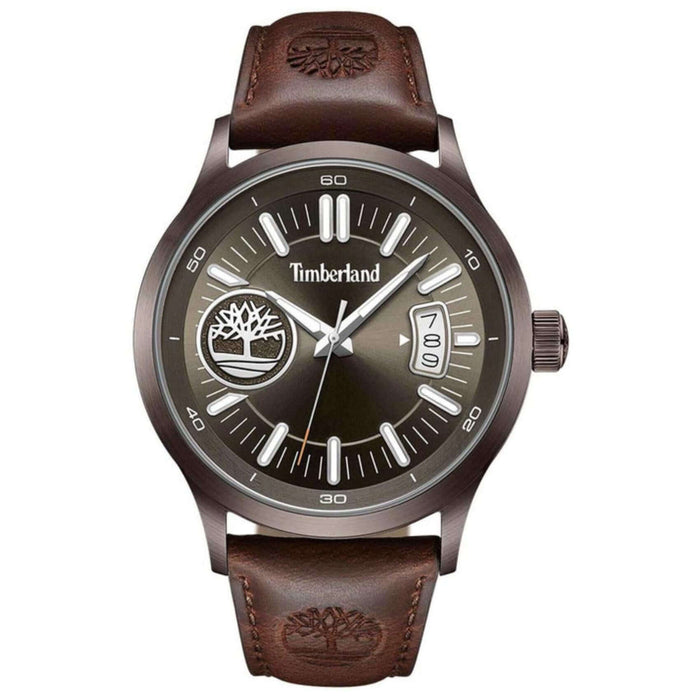 Ανδρικό ρολόι Timberland Trumbull TDWGB0041004 με καφέ δερμάτινο λουράκι και καφέ καντράν διαμέτρου 45mm.