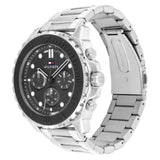 Ανδρικό ρολόι Tommy Hilfiger Morgan 1710689 με ασημί ατσάλινο μπρασελέ και γκρι σκούρο καντράν διαμέτρου 48mm, πλαϊνή όψη.