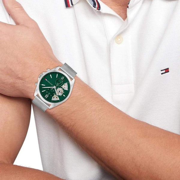 Ρολόι Tommy Hilfiger Baker 1710647 Με Ασημί Μπρασελέ & Πράσινο Καντράν