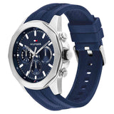 Ανδρικό ρολόι Tommy Hilfiger Jax 1710649 με μπλε καουτσούκ λουράκι και μπλε καντράν διαμέτρου 48mm. 