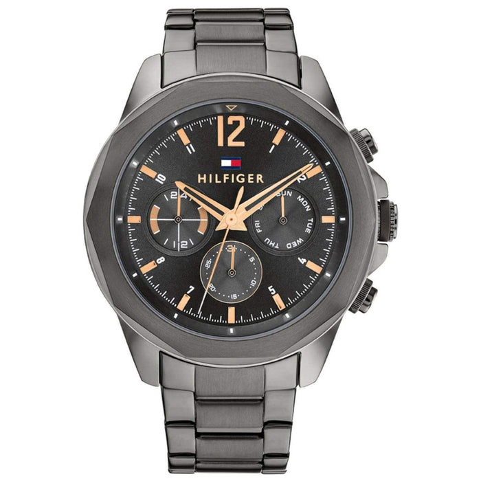 Αντρικό ρολόι Tommy Hilfiger Lars 1792061 με ανθρακί ατσάλινο μπρασελέ και ανθρακί καντράν διαμέτρου 46mm.
