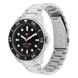 Ανδρικό ρολόι Tommy Hilfiger Oceanic 1792203 με ασημί ατσάλινο μπρασελέ και μαύρο καντράν 42mm.