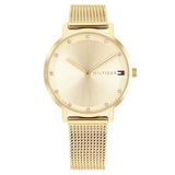 Γυναικείο ρολόι Tommy Hilfiger Pippa 1782728 με χρυσό ατσάλινο μπρασελέ και χρυσό καντράν διαμέτρου 34mm με ζιργκόν στο στεφάνι.