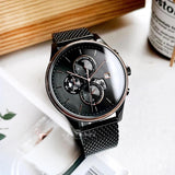 Αντρικό ρολόι Tommy Hilfiger Weston 1710505 με μαύρο ατσάλινο μπρασελέ και μαύρο καντράν διαμέτρου 44mm.