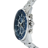 Ρολόι Casio Edifice EFR-552D-2AVUEF χρονογράφος με ασημί ατσάλινο μπρασελέ και μπλε καντράν.