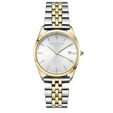 Γυναικείο ρολόι Rosefield Ace Silver Sunray ACSGD-A01 με δίχρωμο μπρασελέ σε ασημί-χρυσό χρώμα και ασημί καντράν διαμέτρου 33mm με ημερομηνία. 