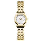Γυναικείο ρολόι Rosefield Gemme Silver GWGSG-G02 με χρυσό ατσάλινο μπρασελέ, καντράν σε άσπρο χρώμα και οκτάγωνο σχήμα μεγέθους 21.5mmX27.5mm.