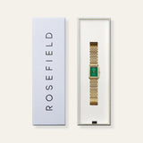 Ρολόι Rosefield Heirloom HEGSG-H05 με ασημί ατσάλινο μπρασελέ και πράσινο καντράν τετράγωνο σχήμα μεγέθους 23.5mm X 30.6mm.