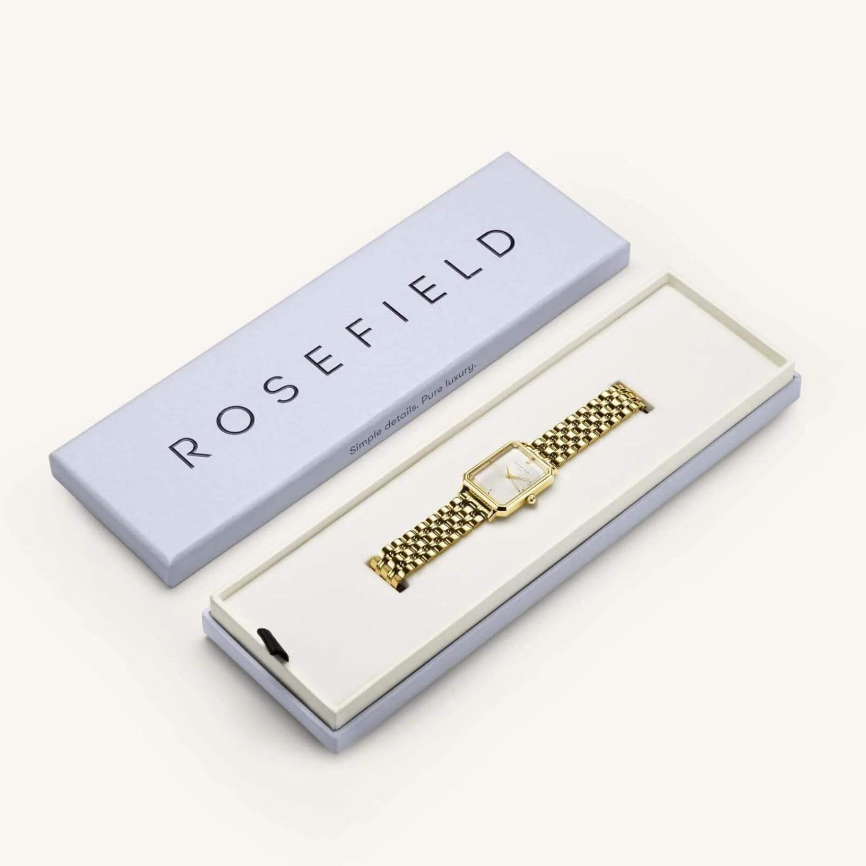 Συσκευασία ρολογιού Rosefield Octagon White Sunray OCWSG-O40.