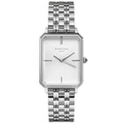 Ρολόι Οκτάγωνο Rosefield Octagon White Sunray OCWSS-O41 Με Ασημί Μπρασελέ