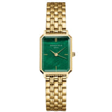 Γυναικείο ρολόι Rosefield Octagon XS OEGSG-O79 με χρυσό ατσάλινο μπρασελέ, καντράν σε πράσινο χρώμα και οκτάγωνο σχήμα μεγέθους 19.5mmX24mm.