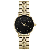 Γυναικείο ρολόι Rosefield Small Edit 26BSG-268 με χρυσό ατσάλινο μπρασελέ και μαύρο καντράν διαμέτρου 26mm. 