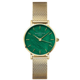 Γυναικείο ρολόι Rosefield Small Edit Emerald SEEGMG-SE72 με χρυσό ατσάλινο μπρασελέ και πράσινο καντράν διαμέτρου 26mm.