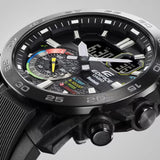 Ρολόι Smart Casio Edifice Sospensione ECB-40MP-1AEF με μαύρο καουτσούκ λουράκι και μαύρο καντράν διαμέτρου 48mm σε στρογγυλό σχημα. 