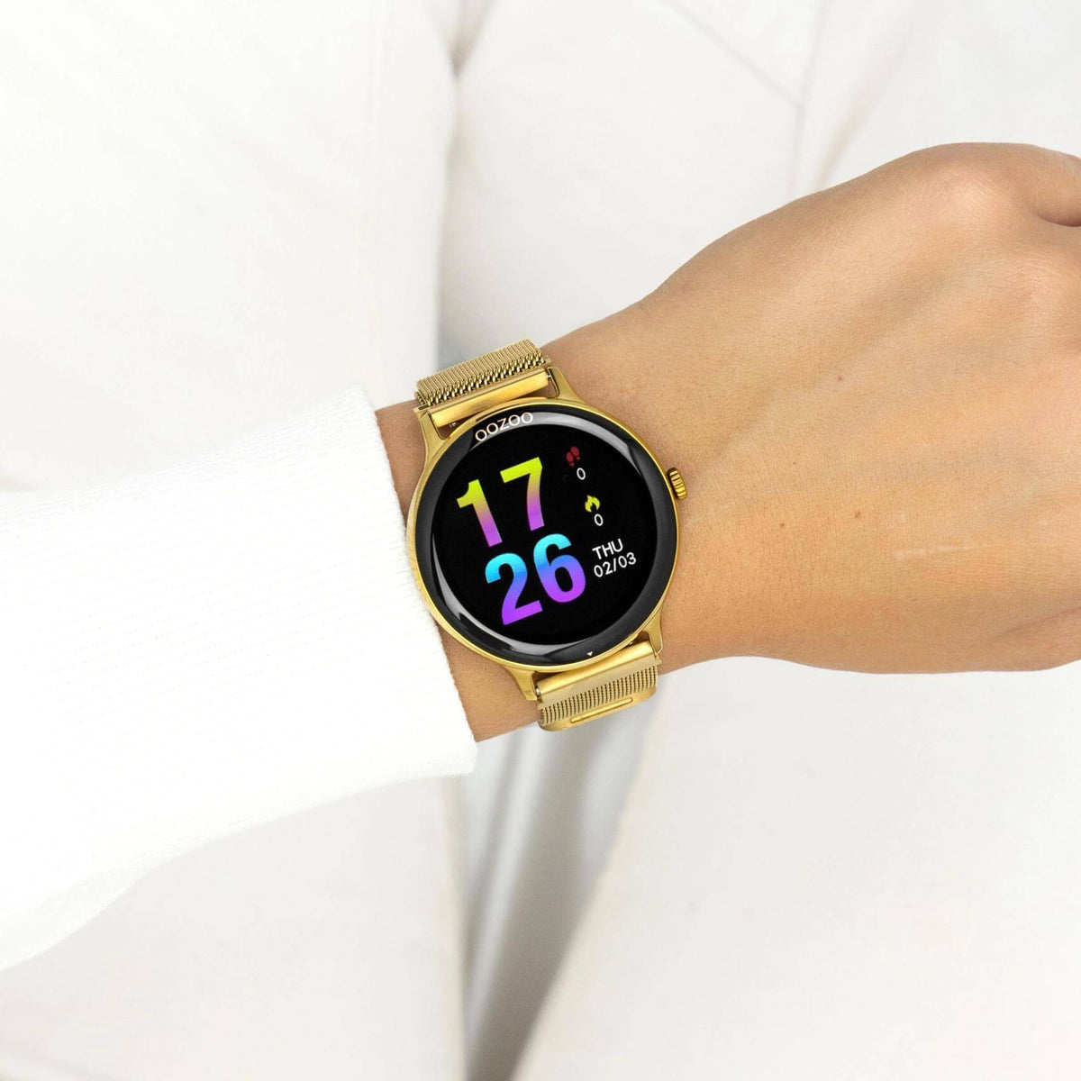 Ρολόι Smartwatch Oozoo Q00136 Με Χρυσό Μπρασελέ