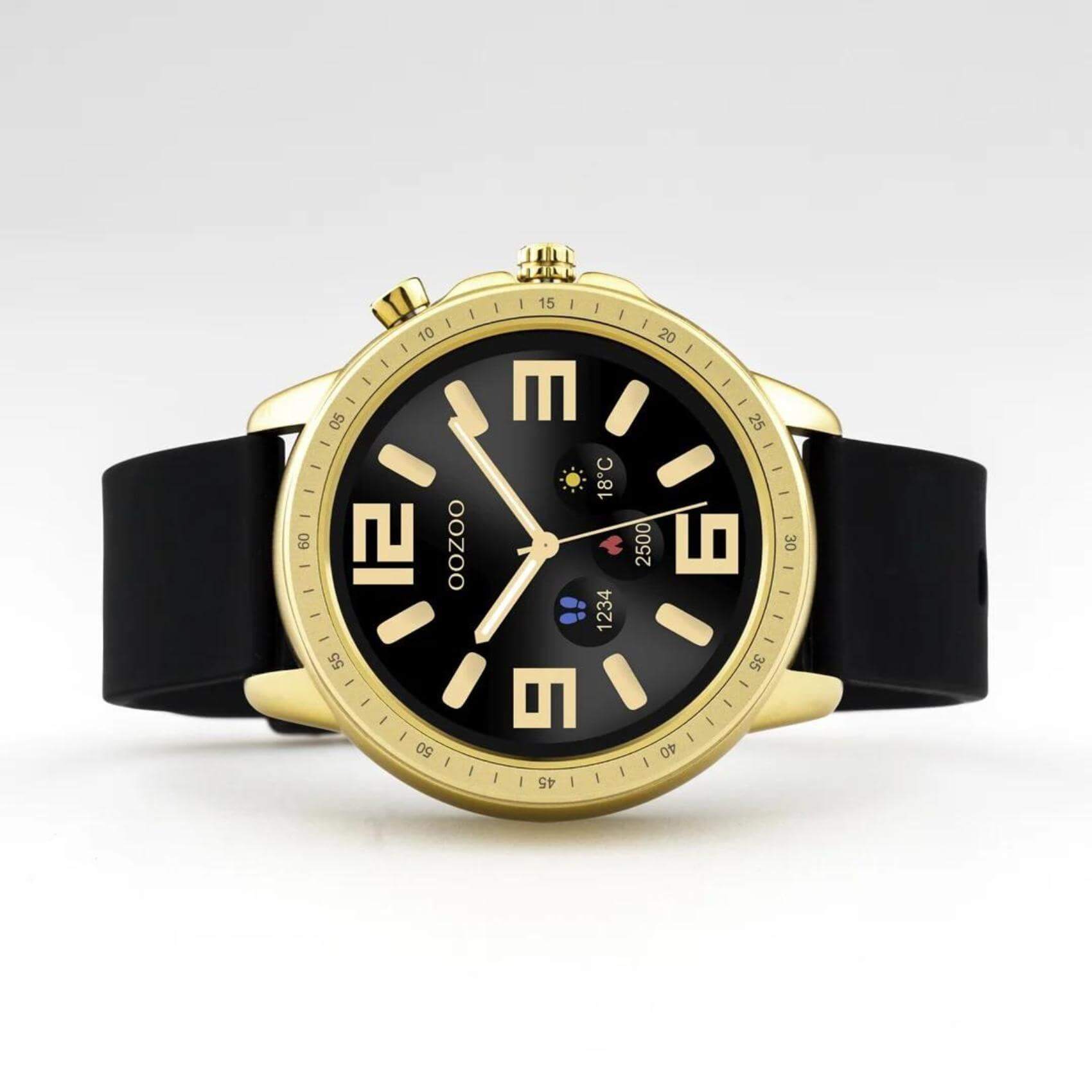 Smartwatch Oozoo Q00301 με μαύρο καουτσούκ λουράκι.