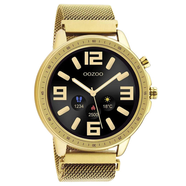 Smartwatch Oozoo Q00306 με με χρυσό ατσάλινο μπρασελέ και χρυσή κάσα.