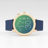 Smartwatch Oozoo Q00326 με μπλε καουτσούκ λουράκι και ροζ χρυσή κάσα.