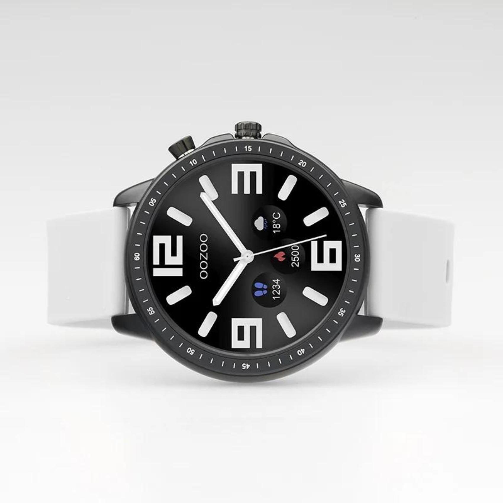 Smartwatch Oozoo Q00328 με γκρι καουτσούκ λουράκι και μαύρη  κάσα.