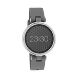 Smartwatch Oozoo Q00403 με γκρι καουτσούκ λουράκι και ασημί κάσα.