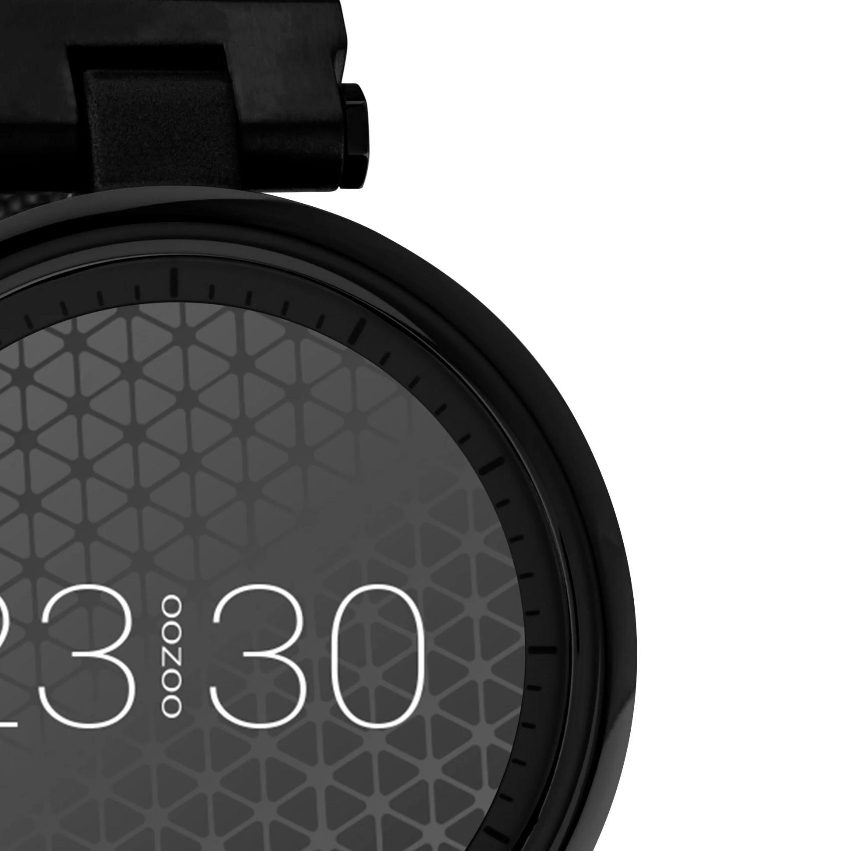 Smartwatch Oozoo Q00411 με μαύρο ατσάλινο μπρασελέ και μαύρη κάσα.