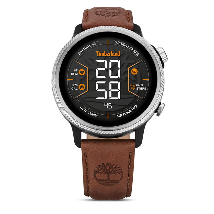 Smartwatch Timberland Trail Force S1 TDIGB0064501 με καφέ δερμάτινο λουράκι και μαύρο καντράν 48 mm.